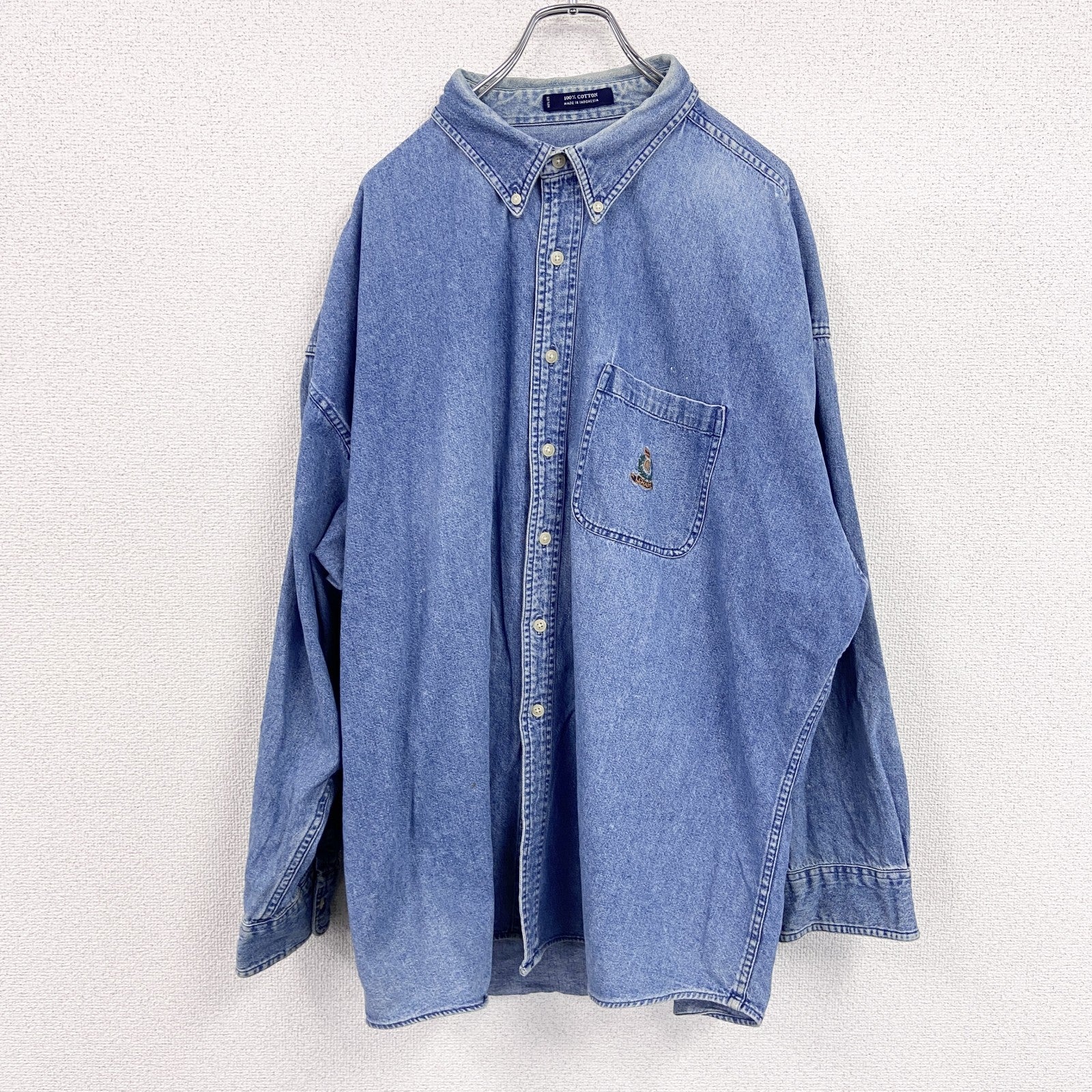 90s～　CHAPS Ralph Lauren　チャップスラルフローレン　長袖デニムシャツ　インディゴ　XXLサイズ