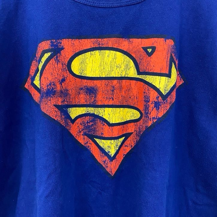 古着 used　Superman　スーパーマン　半袖ムービープリントTシャツ　レトロデザイン　クルーネック　青　ブルー　XLサイズ