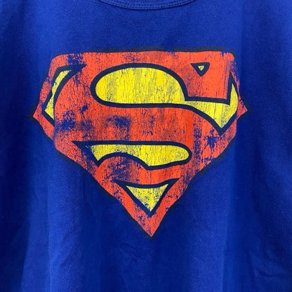 古着 used　Superman　スーパーマン　半袖ムービープリントTシャツ　レトロデザイン　クルーネック　青　ブルー　XLサイズ