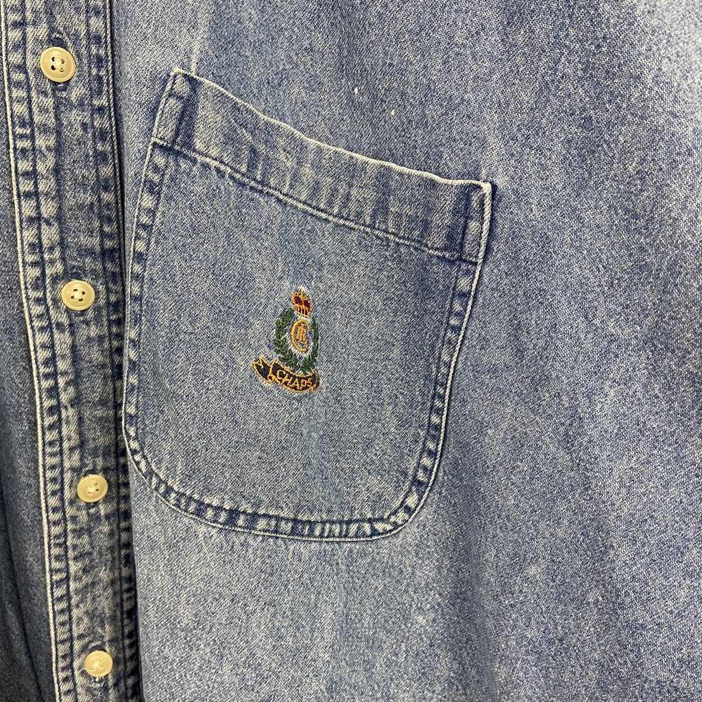 90s～　CHAPS Ralph Lauren　チャップスラルフローレン　長袖デニムシャツ　インディゴ　XXLサイズ