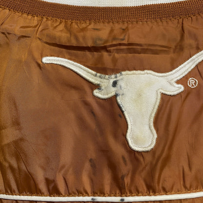 古着 used　G-Ⅲ　長袖ワッペン刺繍ナイロンプルオーバー　LONGHORNS　ロングホーンズ　オレンジ　茶色　Lサイズ