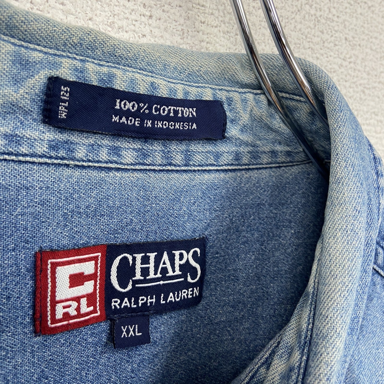 90s～　CHAPS Ralph Lauren　チャップスラルフローレン　長袖デニムシャツ　インディゴ　XXLサイズ