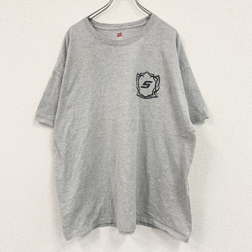 Hanes　ヘインズ　半袖プリントTシャツ　ワンポイント　灰色　グレー　2XLサイズ
