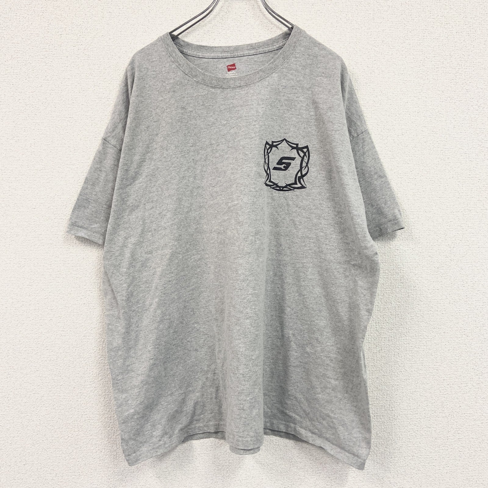 Hanes　ヘインズ　半袖プリントTシャツ　ワンポイント　灰色　グレー　2XLサイズ