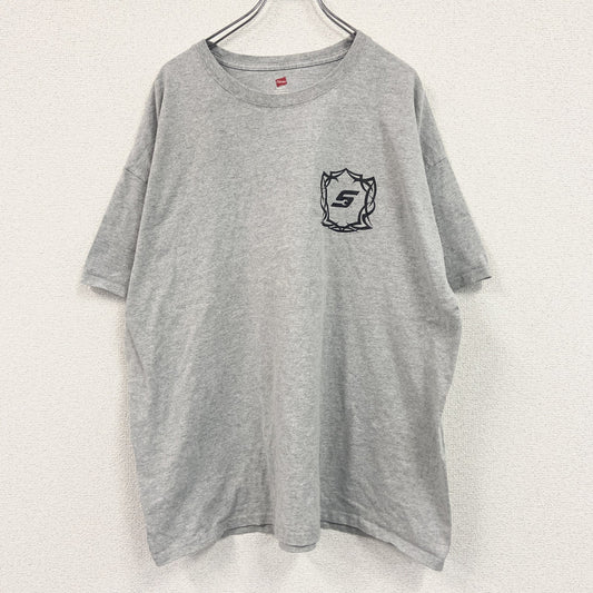 Hanes　ヘインズ　半袖プリントTシャツ　ワンポイント　灰色　グレー　2XLサイズ
