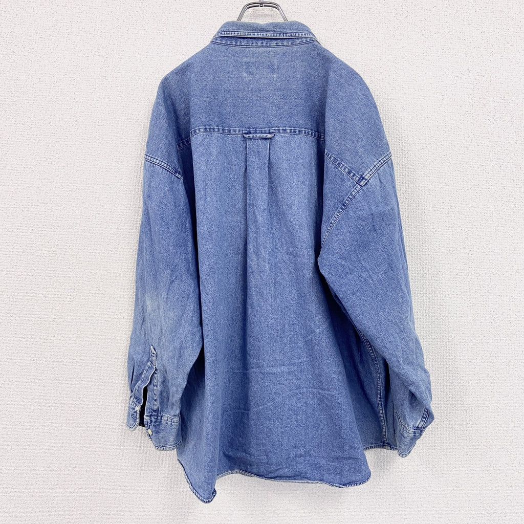 90s～　CHAPS Ralph Lauren　チャップスラルフローレン　長袖デニムシャツ　インディゴ　XXLサイズ