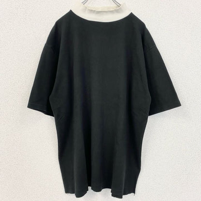 古着 used　半袖無地リンガーTシャツ　モックネック　レトロデザイン　シンプル　ノームコア　黒　ブラック　