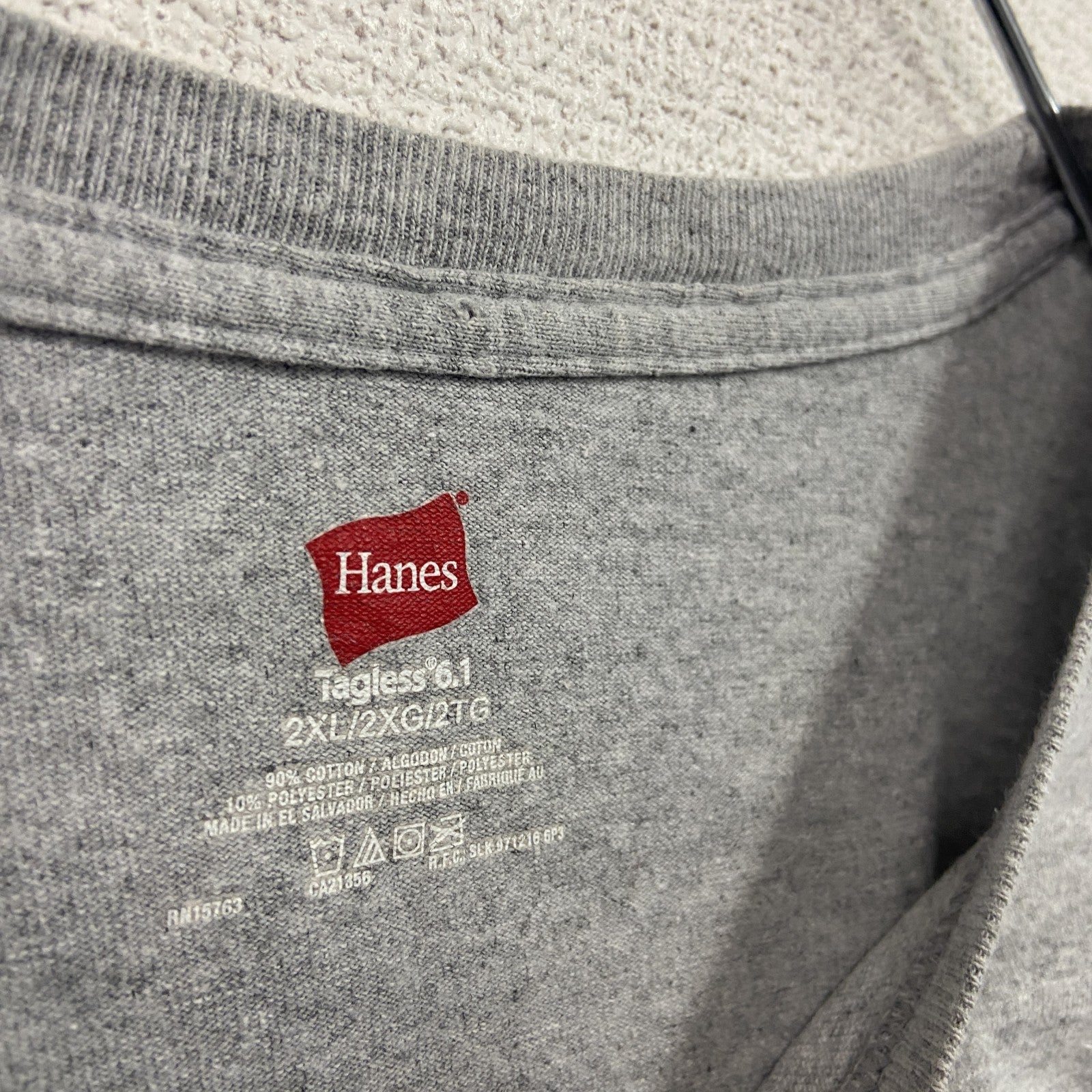 Hanes　ヘインズ　半袖プリントTシャツ　ワンポイント　灰色　グレー　2XLサイズ
