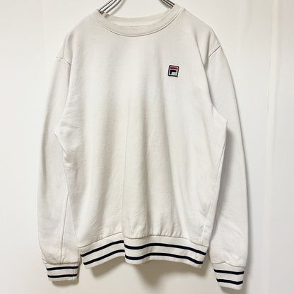 FILA　フィラ　スウェット/トレーナー　リブライン　刺繍ロゴ　ワンポイント　白　ホワイト　Lサイズ