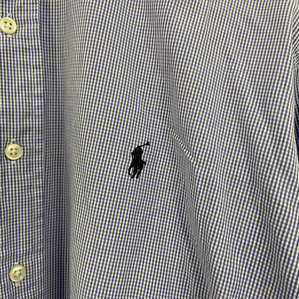 Ralph Lauren　ラルフローレン　長袖ボタンダウンシャツ　ギンガムチェック柄　ブルー　Lサイズ