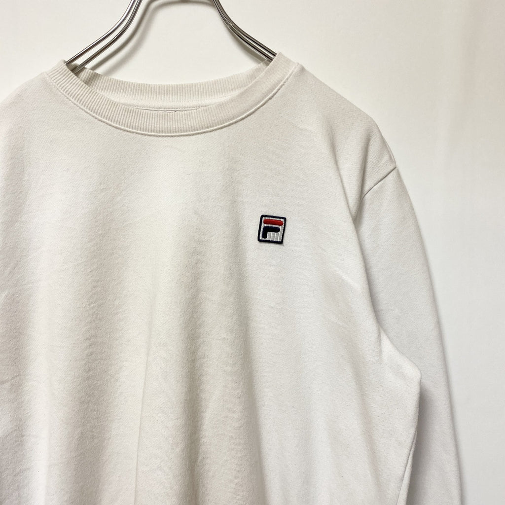 FILA　フィラ　スウェット/トレーナー　リブライン　刺繍ロゴ　ワンポイント　白　ホワイト　Lサイズ
