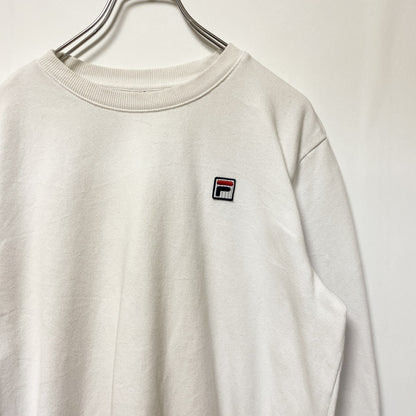 FILA　フィラ　スウェット/トレーナー　リブライン　刺繍ロゴ　ワンポイント　白　ホワイト　Lサイズ