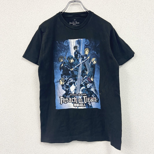 進撃の巨人　半袖プリントTシャツ　アニメT　キャラクターT　黒　ブラック　Mサイズ