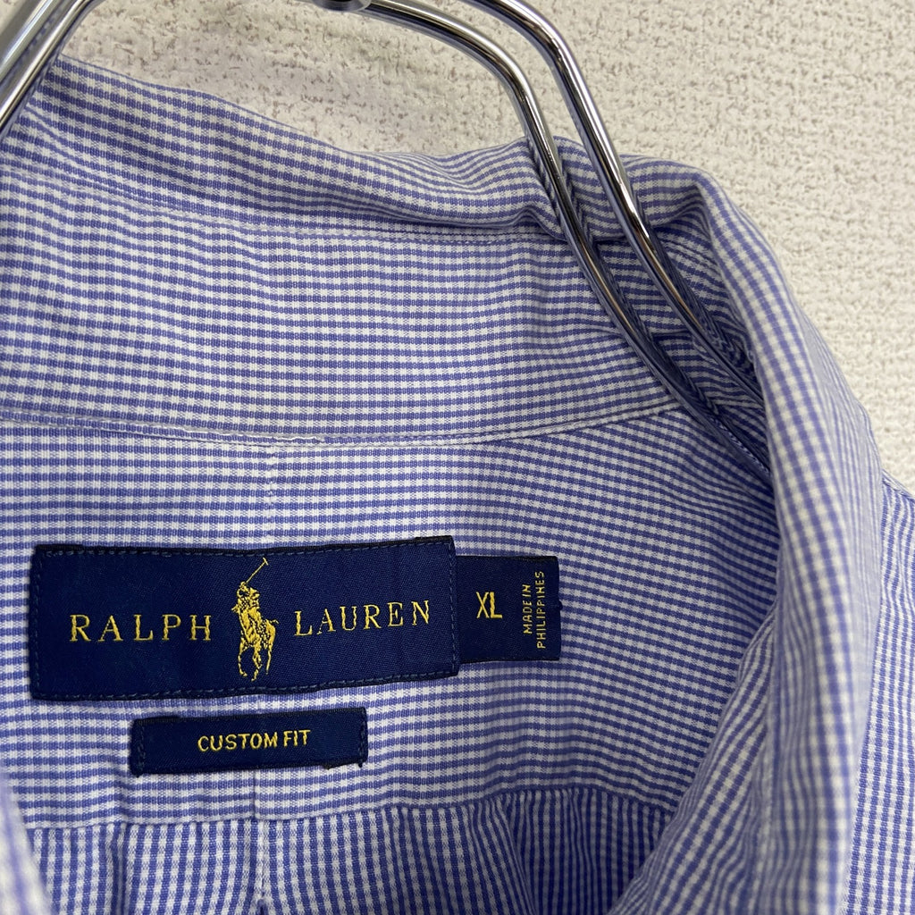 Ralph Lauren　ラルフローレン　長袖ボタンダウンシャツ　ギンガムチェック柄　ブルー　Lサイズ