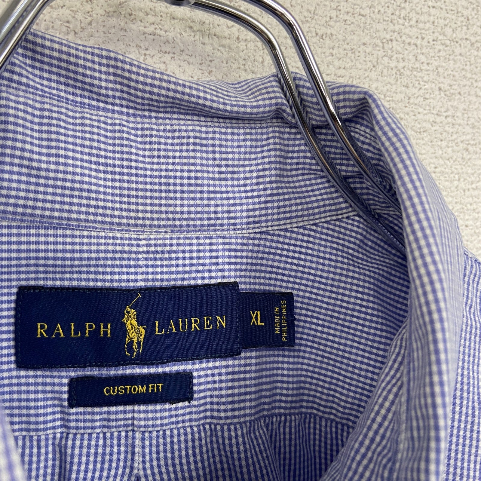 Ralph Lauren　ラルフローレン　長袖ボタンダウンシャツ　ギンガムチェック柄　ブルー　Lサイズ