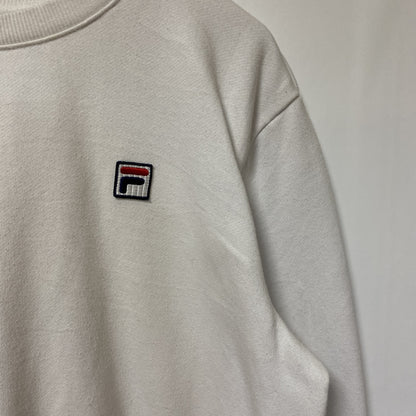 FILA　フィラ　スウェット/トレーナー　リブライン　刺繍ロゴ　ワンポイント　白　ホワイト　Lサイズ