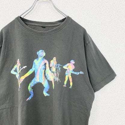 古着 used　GILDAN　ギルダン　半袖バックプリントTシャツ　クルーネック　レトロデザイン　黒　ブラック　Lサイズ