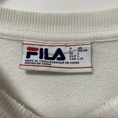FILA　フィラ　スウェット/トレーナー　リブライン　刺繍ロゴ　ワンポイント　白　ホワイト　Lサイズ