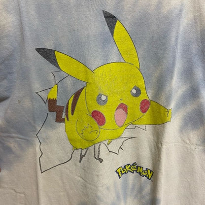 古着 used　POKEMON ポケモン　半袖プリントタイダイ柄Tシャツ　クルーネック　ピカチュウ　公式　オフィシャル　Lサイズ