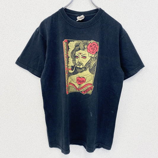 古着 used　FRUIT OF THE LOOM フルーツオブザルーム　半袖デザインプリントTシャツ　黒　Mサイズ