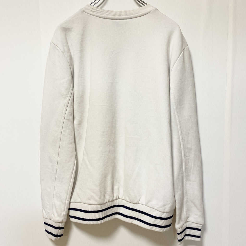 FILA　フィラ　スウェット/トレーナー　リブライン　刺繍ロゴ　ワンポイント　白　ホワイト　Lサイズ