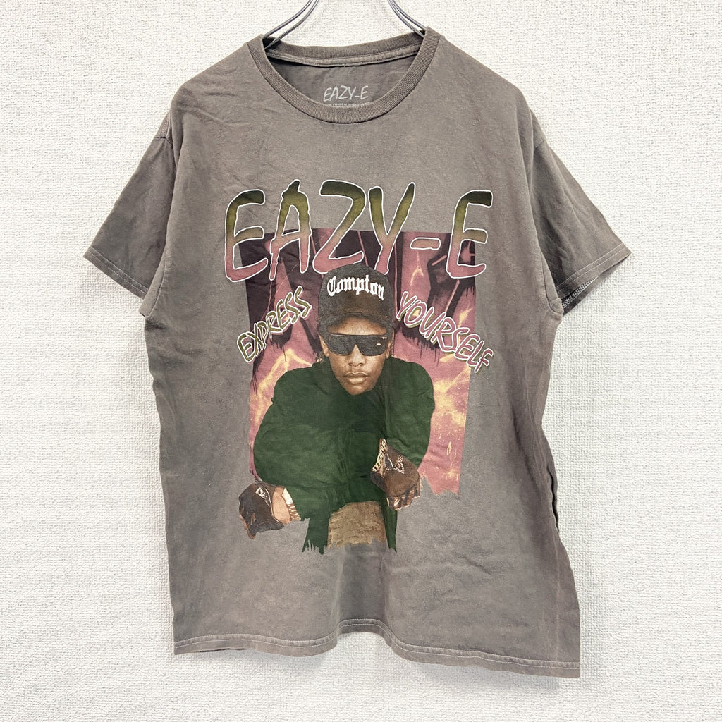 EAZY-E　イージーイー　半袖プリントTシャツ　ラップT　モカ　Lサイズ
