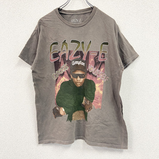 EAZY-E　イージーイー　半袖プリントTシャツ　ラップT　モカ　Lサイズ