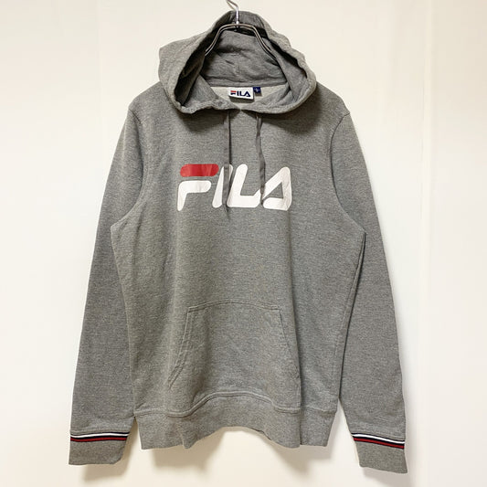 FILA　フィラ　スウェットパーカー/フーディー　トリコロール　デカロゴ　スポーツミックス　灰色　グレー　Lサイズ