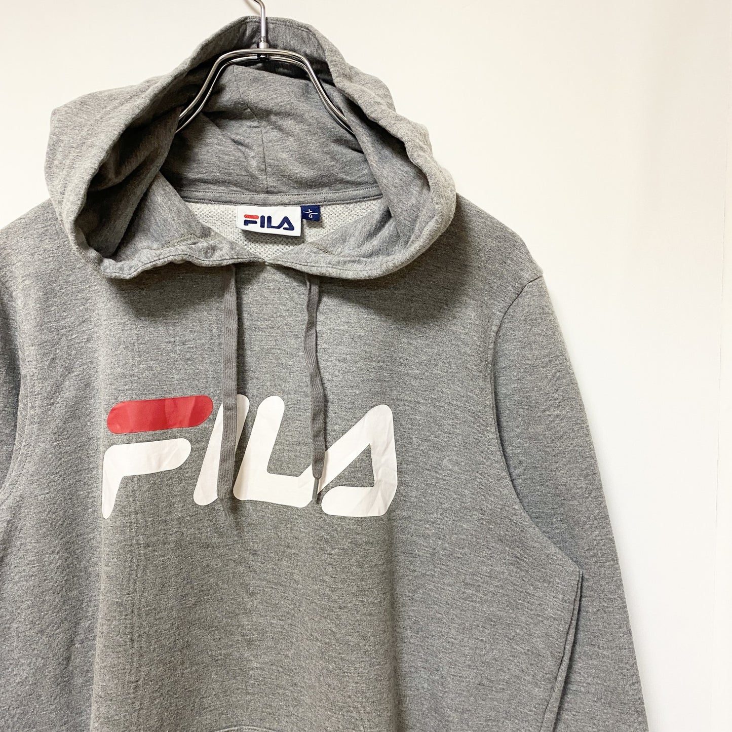 FILA　フィラ　スウェットパーカー/フーディー　トリコロール　デカロゴ　スポーツミックス　灰色　グレー　Lサイズ