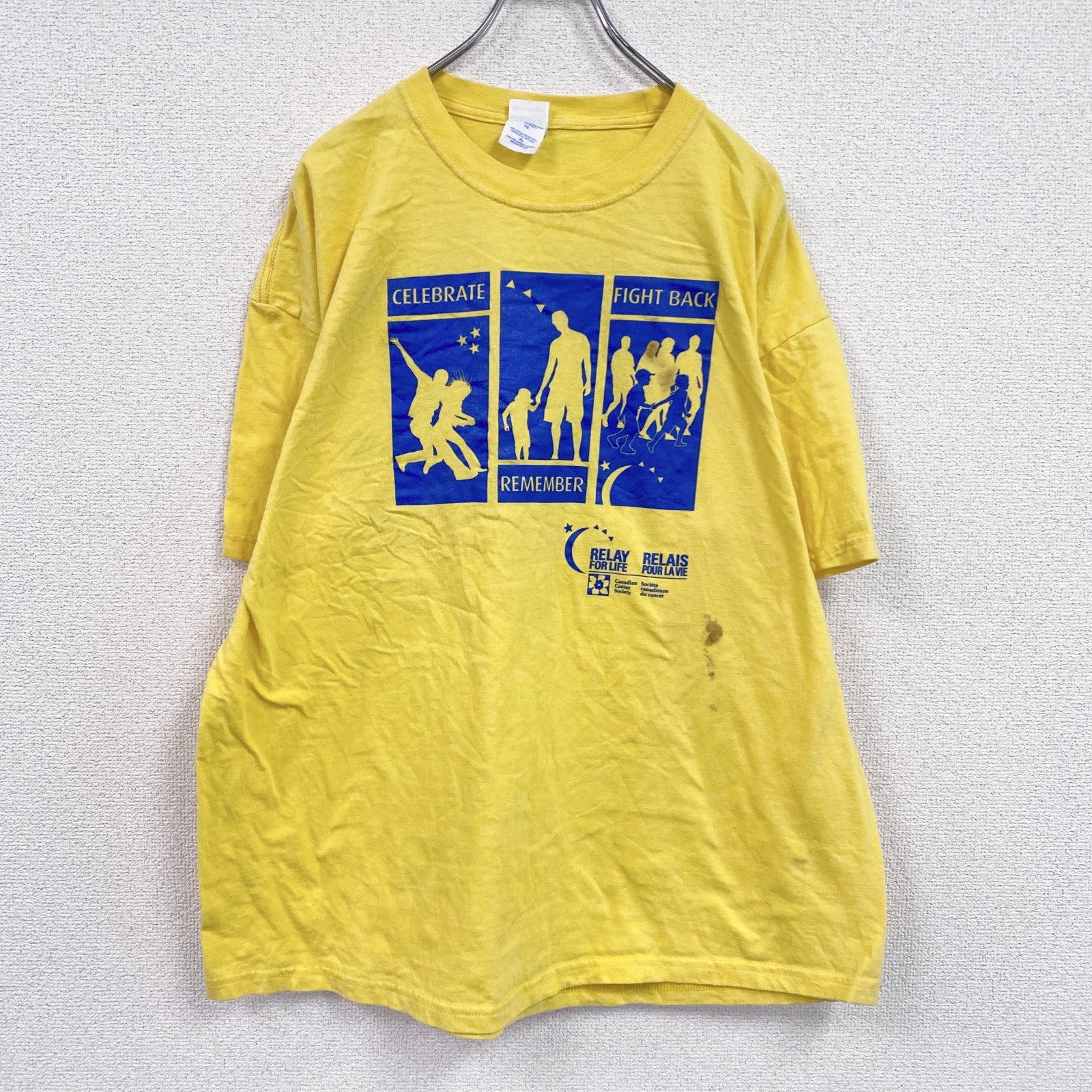 00s　M&O Knits　半袖プリントTシャツ　企業ロゴ　ヴィンテージ　黄色　イエロー　XLサイズ　