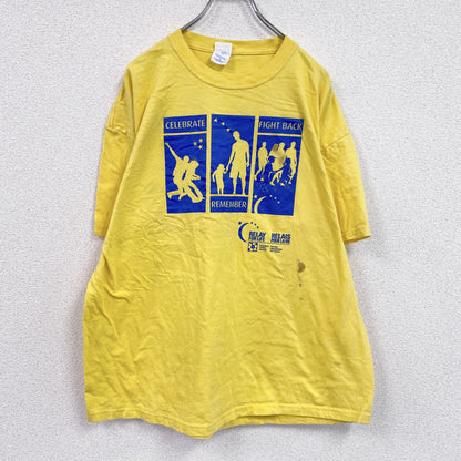 00s　M&O Knits　半袖プリントTシャツ　企業ロゴ　ヴィンテージ　黄色　イエロー　XLサイズ　