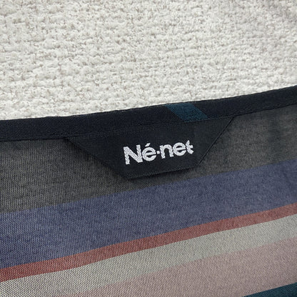 Ne-net　ネネット　半袖シースルーシャツ　ボーダー　マルチカラー　2サイズ