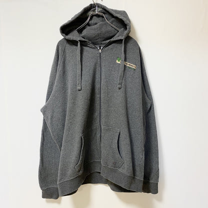 古着 used　FILA　フィラ　長袖フルジップワンポイント刺繡デザインパーカー　スウェットフーディー　グレー　XXLサイズ
