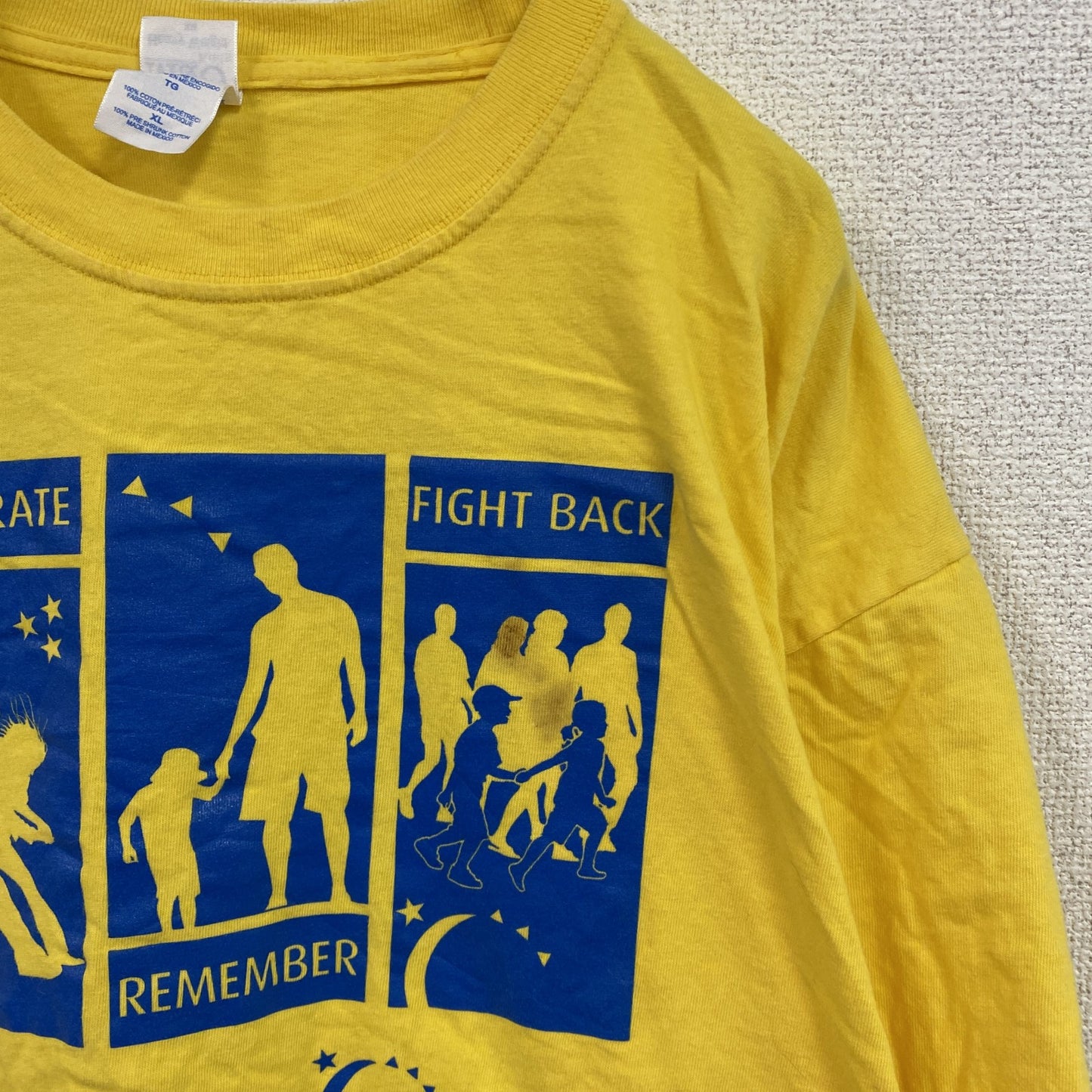 00s　M&O Knits　半袖プリントTシャツ　企業ロゴ　ヴィンテージ　黄色　イエロー　XLサイズ　