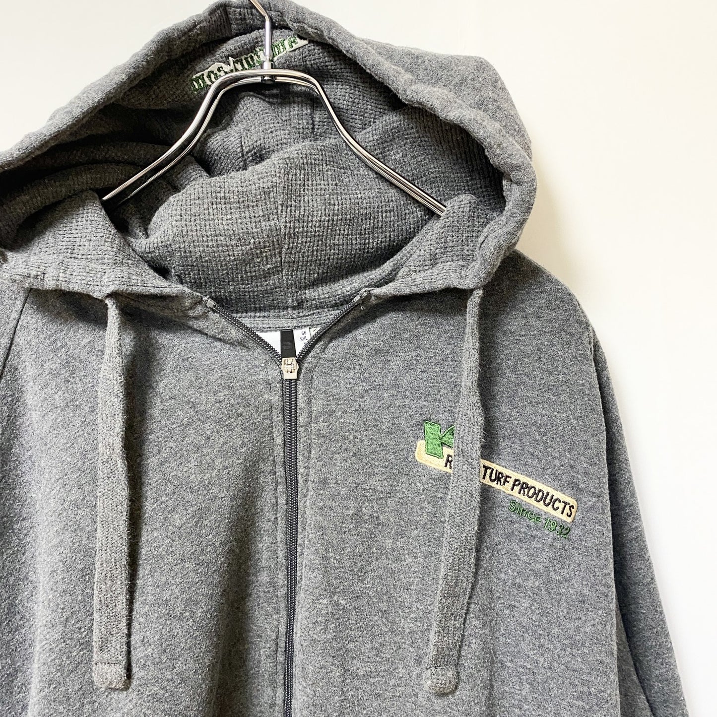 古着 used　FILA　フィラ　長袖フルジップワンポイント刺繡デザインパーカー　スウェットフーディー　グレー　XXLサイズ