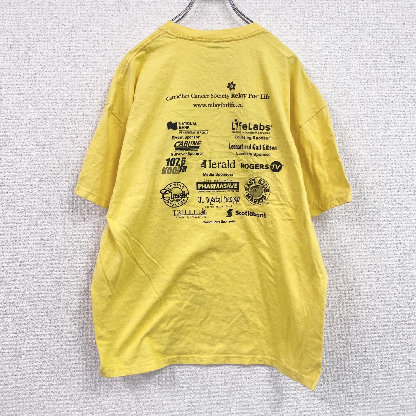 00s　M&O Knits　半袖プリントTシャツ　企業ロゴ　ヴィンテージ　黄色　イエロー　XLサイズ　