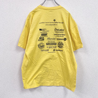 00s　M&O Knits　半袖プリントTシャツ　企業ロゴ　ヴィンテージ　黄色　イエロー　XLサイズ　