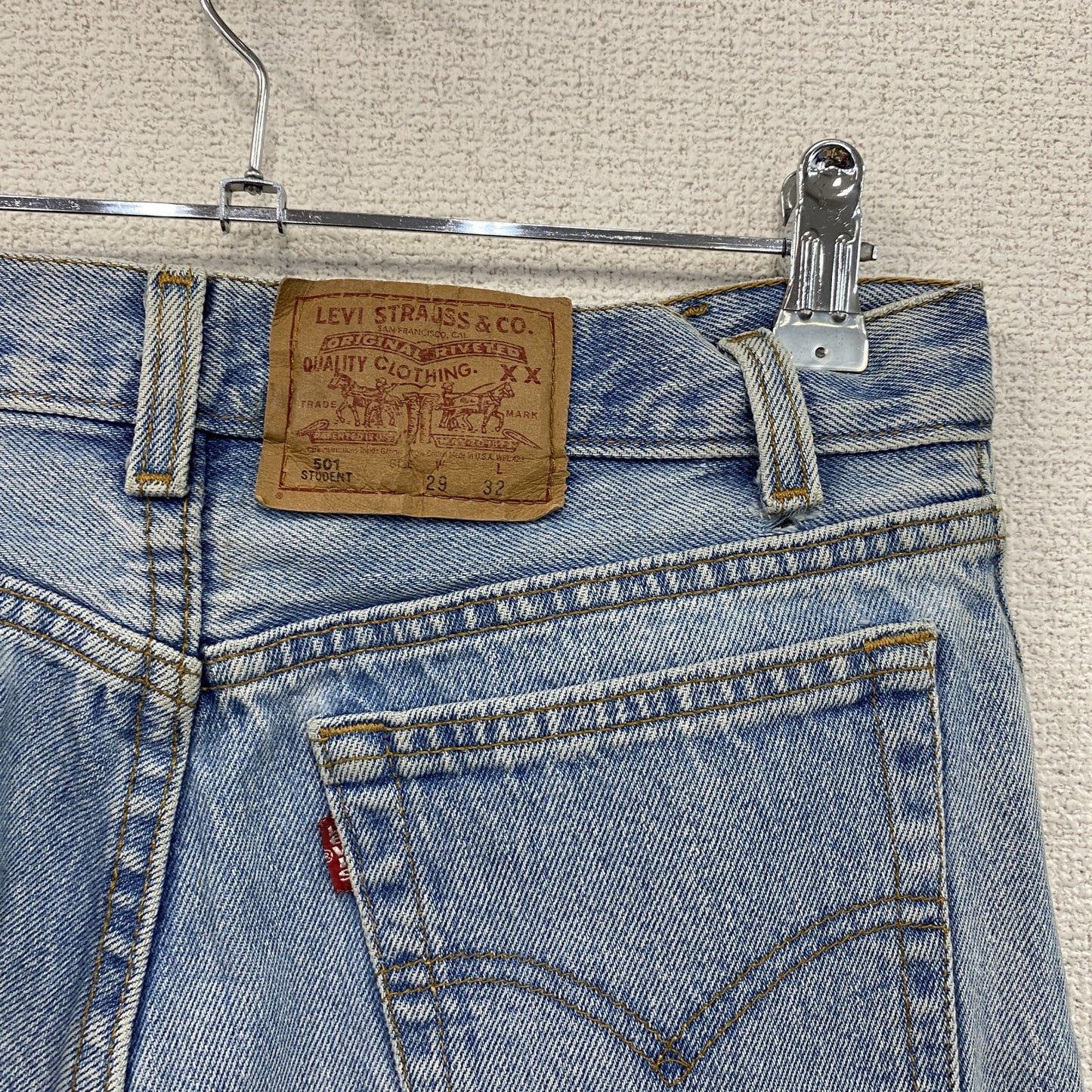 90s　Levi’s　リーバイス　501 STUDENT　デニムパンツ/ジーンズ　ボタンフライ　縦落ち　インディゴ　W29サイズ