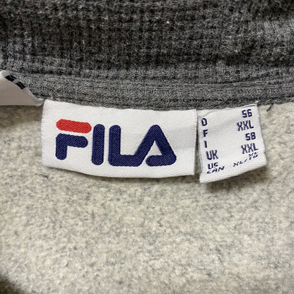 古着 used　FILA　フィラ　長袖フルジップワンポイント刺繡デザインパーカー　スウェットフーディー　グレー　XXLサイズ