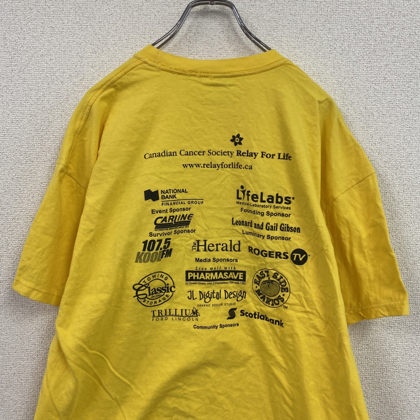 00s　M&O Knits　半袖プリントTシャツ　企業ロゴ　ヴィンテージ　黄色　イエロー　XLサイズ　