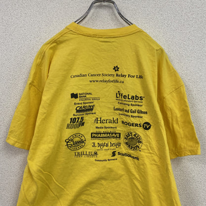 00s　M&O Knits　半袖プリントTシャツ　企業ロゴ　ヴィンテージ　黄色　イエロー　XLサイズ　