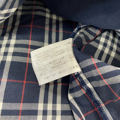 ～90s　BURBERRYS　バーバリーズ　半袖チェックシャツ　ボックスシャツ　チェック柄　紺　ネイビー　Lサイズ