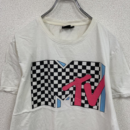 MTV　半袖プリントTシャツ　ロゴプリント　白　ホワイト　Lサイズ