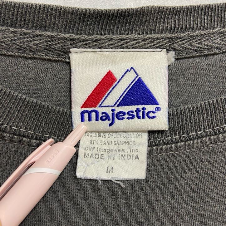 古着 used　MLB メジャーリーグ　ピッツバーグ・パイレーツ　半袖プリントTシャツ　クルーネック　ドクロ　グレー　Mサイズ