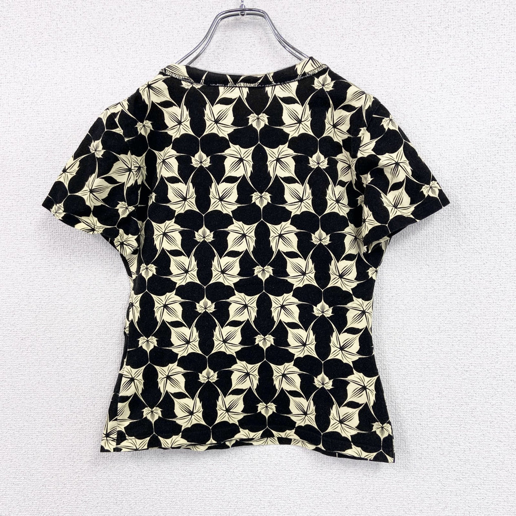ISSEY MIYAKE　イッセイミヤケ　半袖プリントTシャツ　総柄　花柄　黒　ブラック