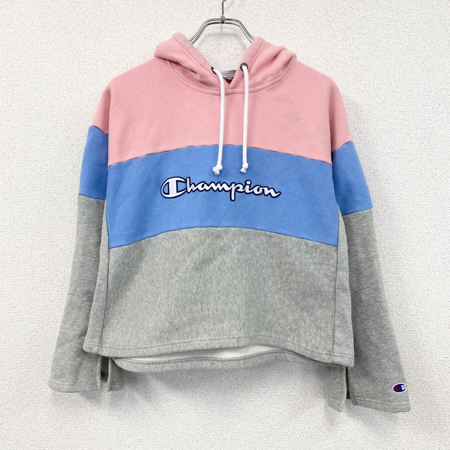 Champion　チャンピオン　リバースウィーブ　スウェットパーカー/フーディー　刺繍ロゴ　現行　ピンク　ブルー　グレー　Lサイズ