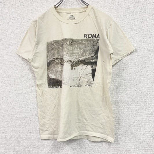 MICHELANGELO ROMA　ミケランジェロ　アダムの創造　半袖プリントTシャツ　アートT　オフホワイト　ベージュ　クリーム　Mサイズ