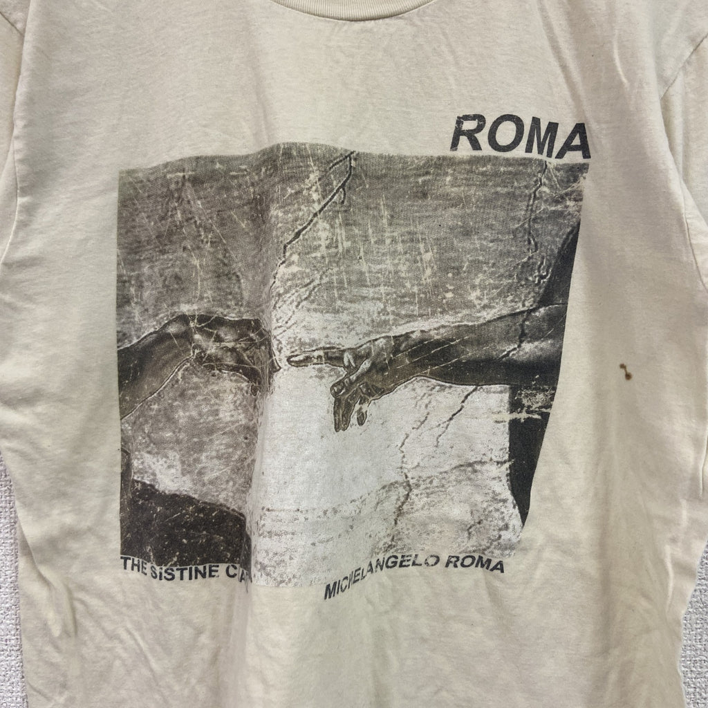 MICHELANGELO ROMA　ミケランジェロ　アダムの創造　半袖プリントTシャツ　アートT　オフホワイト　ベージュ　クリーム　Mサイズ