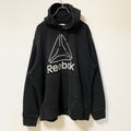 古着 used　Reebok リーボック　長袖ビッグロゴデザインパーカー　スウェットフーディ　黒　ルーズフィット　XXLサイズ