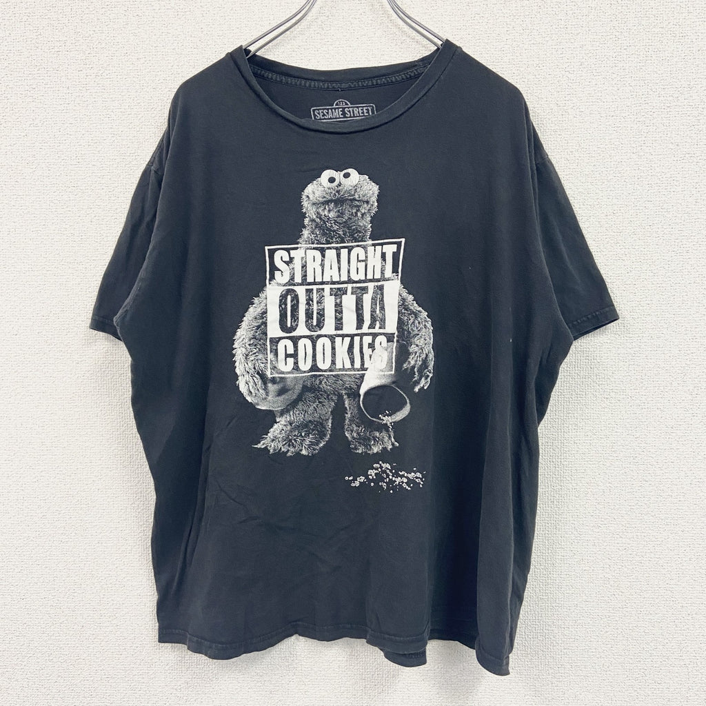 SESAME STREET　セサミストリート　COOKIE MONSTER　クッキーモンスター　半袖プリントTシャツ　黒　ブラック　XLサイズ